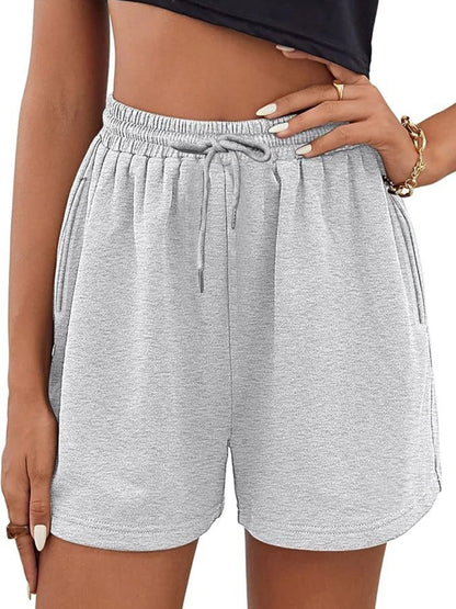 XUANSHOW été femmes Shorts vêtements de sport laçage bas couleur unie poches élastiques décontracté taille haute femmes ample court
