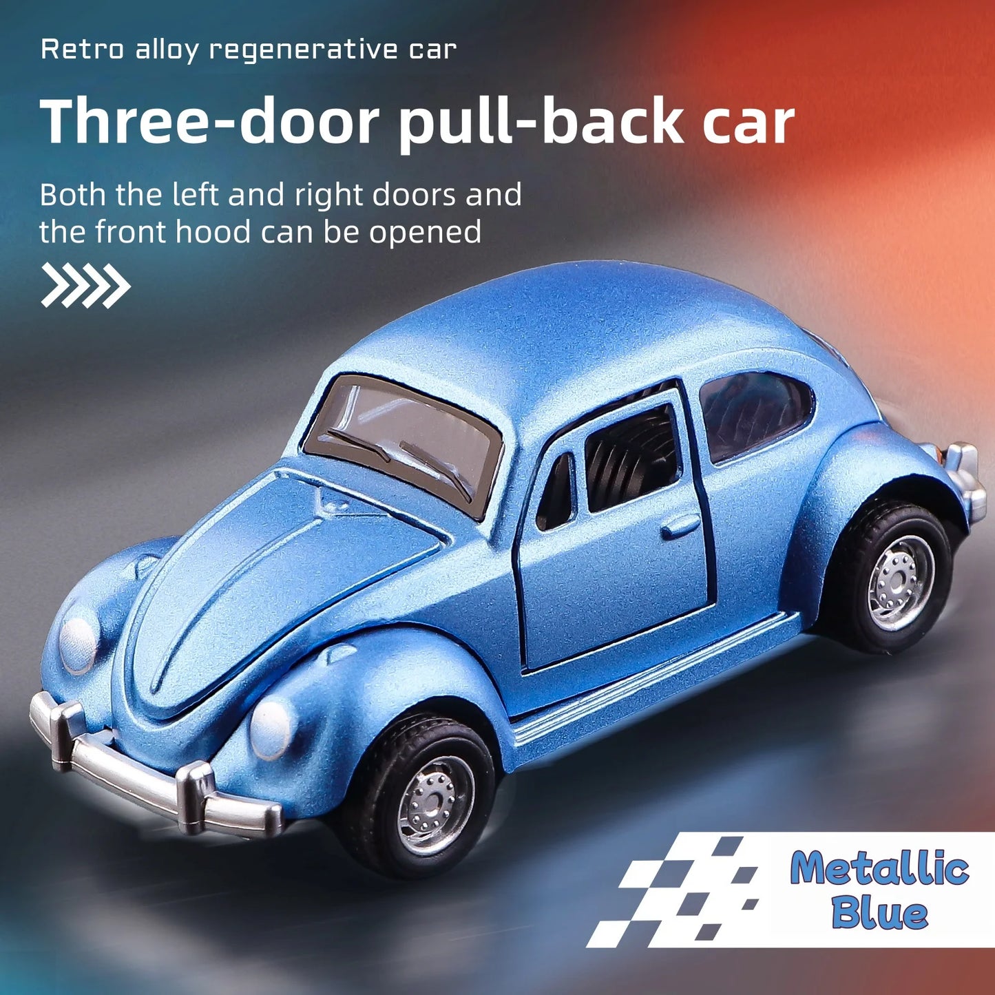 Modèle de voiture classique Beetle mini voiture en alliage à traction, trois portes peuvent être ouvertes à l'échelle 1:60, cadeaux pour garçons adultes et enfants