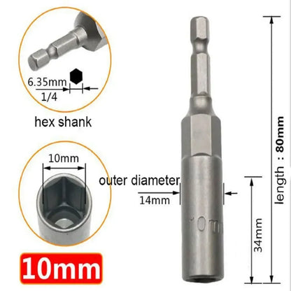 Tournevis à écrou magnétique à douille à percussion, clé hexagonale de 1/4 pouces, adaptateur de foret, douille d'entraînement 5.5/6/7/8/9/10/11/12/13/14/15/16/17/18/19mm