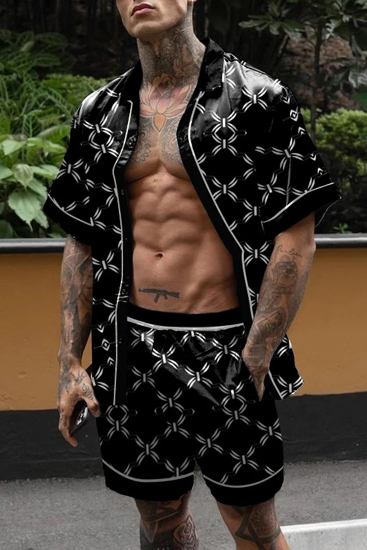 Ensemble hawaïen chaud hommes impression ensemble à manches courtes été décontracté chemise florale plage deux pièces costume bouton nouvelle mode hommes ensembles ﻿