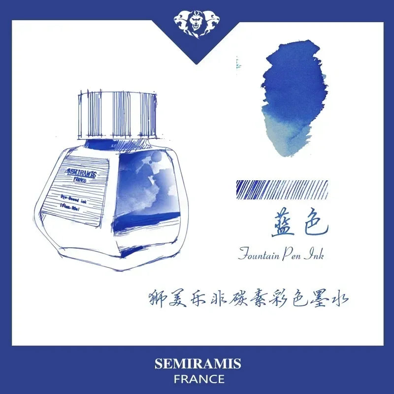 SEMIRAMIS 25 couleurs 30 ml  encre stylo plume sans carbone