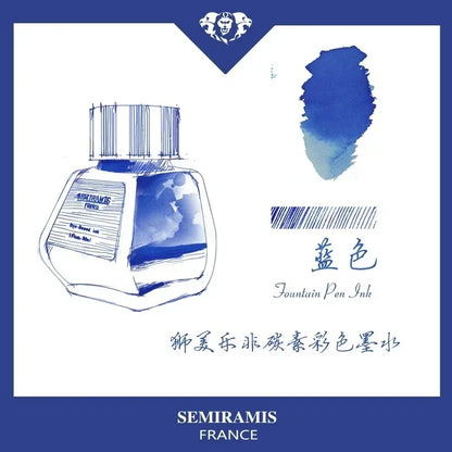 SEMIRAMIS 25 couleurs 30 ml  encre stylo plume sans carbone