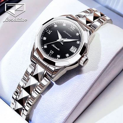 JSDUN nouvelle montre étanche pour femme montre mécanique automatique en acier tungstène de haute qualité pour femme