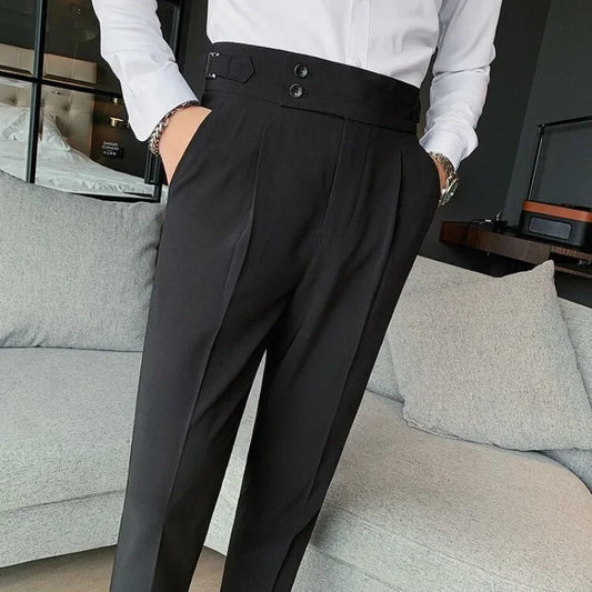 FjPlus-Pantalon à Jambes Larges pour Homme, Vêtement Formel, de Luxe, Fin, Décontracté, Tissu de Travail, Grande Taille, Gris, Été, Offre, 2024