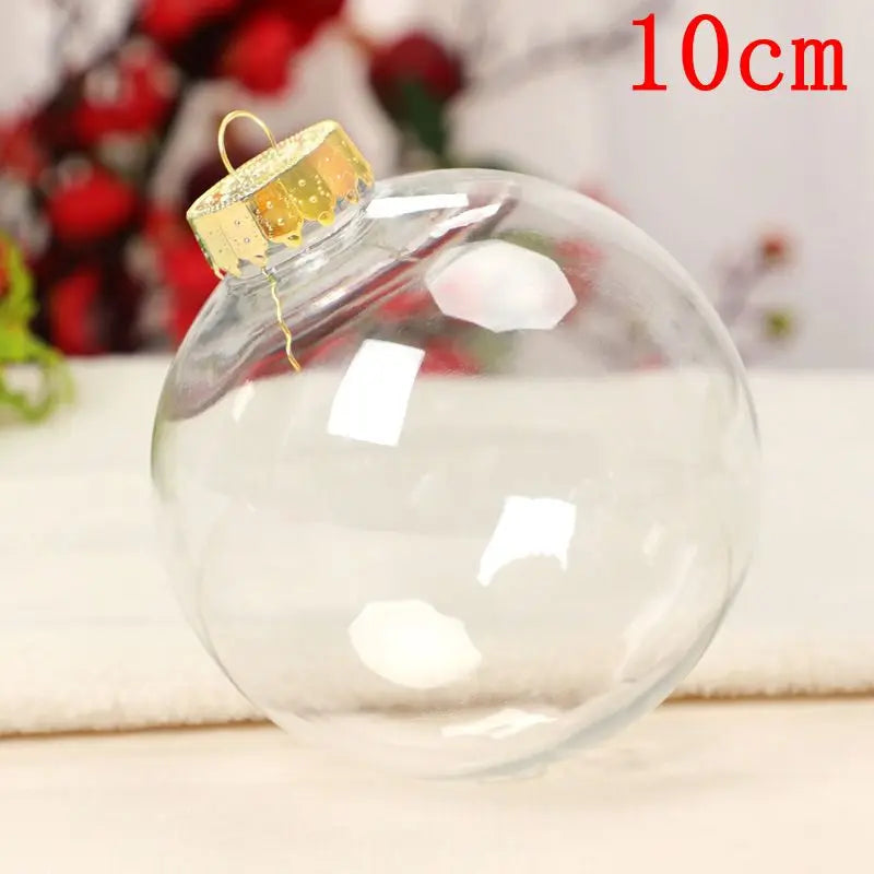Décoration suspendue pour arbre de noël vide, 2 pièces, 6/8/10cm, boule ronde transparente ouverte en plastique, ornement Transparent, fournitures de fête pour enfants, bricolage