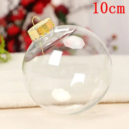 Décoration suspendue pour arbre de noël vide, 2 pièces, 6/8/10cm, boule ronde transparente ouverte en plastique, ornement Transparent, fournitures de fête pour enfants, bricolage