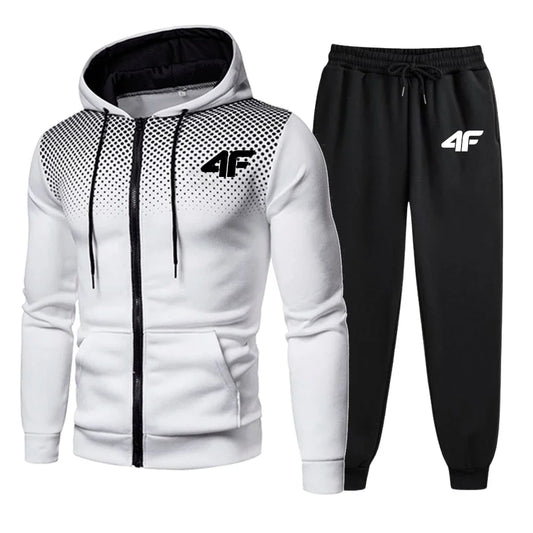 Survêtements pour hommes imprimé décontracté point rond veste à glissière + pantalon de survêtement de jogging 2 pièces ensemble quotidien sweat à capuche vêtements offres spéciales