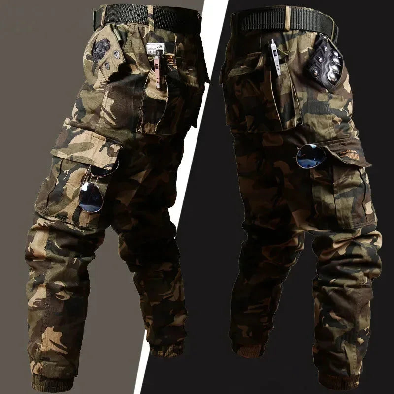 CamSolomon-Ensemble veste et pantalon cargo multi-poches pour homme, résistant à l'usure, coupe-vent, imbibé, entraînement en plein air, chasse, nouveau, 2 pièces