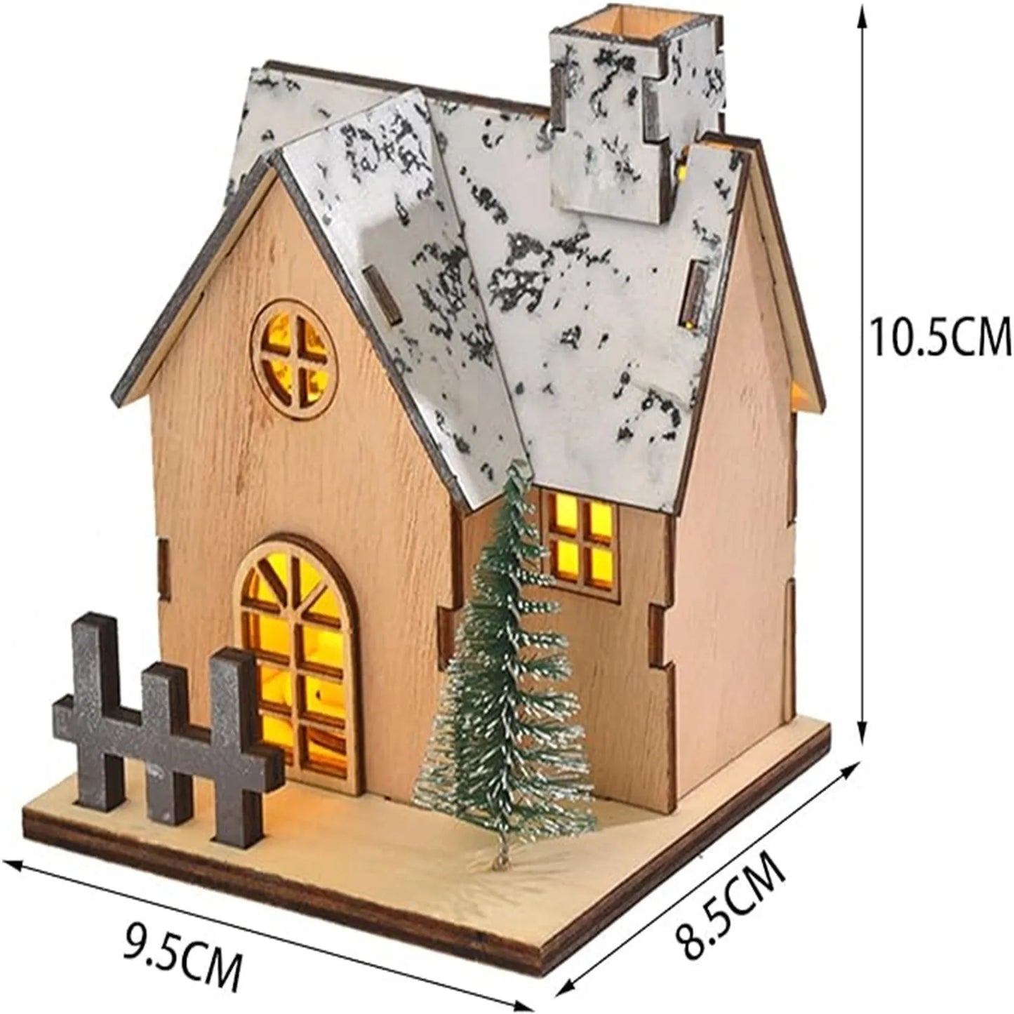 Maison en bois avec lumière LED pour Noël, cabine Shoous, décorations de joyeux Noël, ornements d'arbre de Noël bricolage, cadeau pour enfants, nouvel an