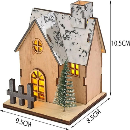Maison en bois avec lumière LED pour Noël, cabine Shoous, décorations de joyeux Noël, ornements d'arbre de Noël bricolage, cadeau pour enfants, nouvel an