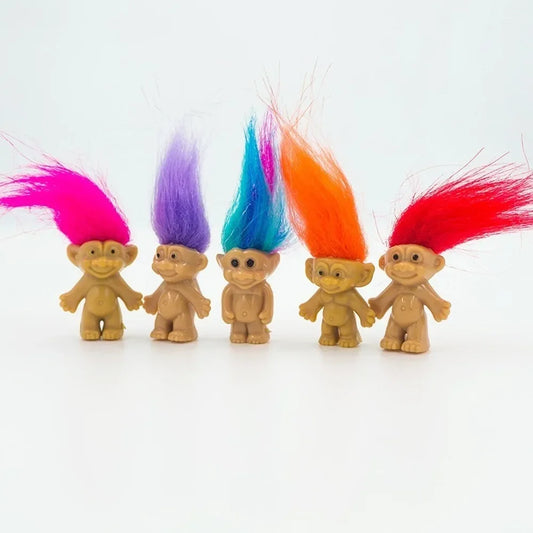 5 pièces/lot drôle Trolls poupées Anime figurine cheveux colorés membres de la famille modèles enfants jouets pour enfants cadeau nostalgique adulte