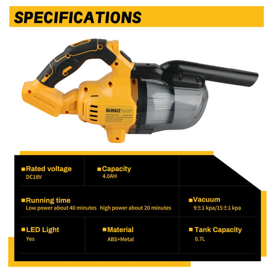 DEWALT 5 en 1 aspirateur sans fil Portable 400W aspirateur électrique à main sec pour tapis de sol voiture pour batterie DeWalt