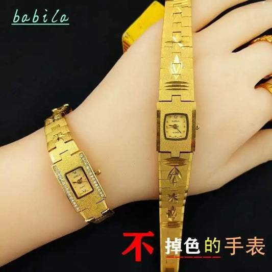 montre pour femme montre en or 24K  incrusté de diamants petits modèles sculptés rétro luxueux