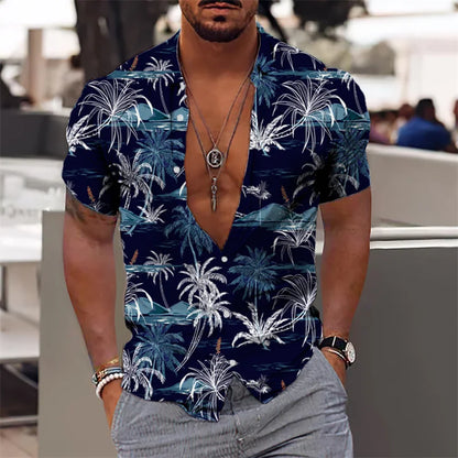 AMP Tree-Chemise hawaïenne imprimée en 3D pour hommes, chemise de plage pour hommes, chemisier à manches courtes, chemises en Y à la mode, 3XL, 2023