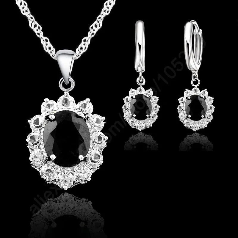 Ensemble de bijoux princesse Kate, collier et boucles d'oreilles de mariage, élégants, en argent Sterling 925, cristal de zircone cubique, cadeaux