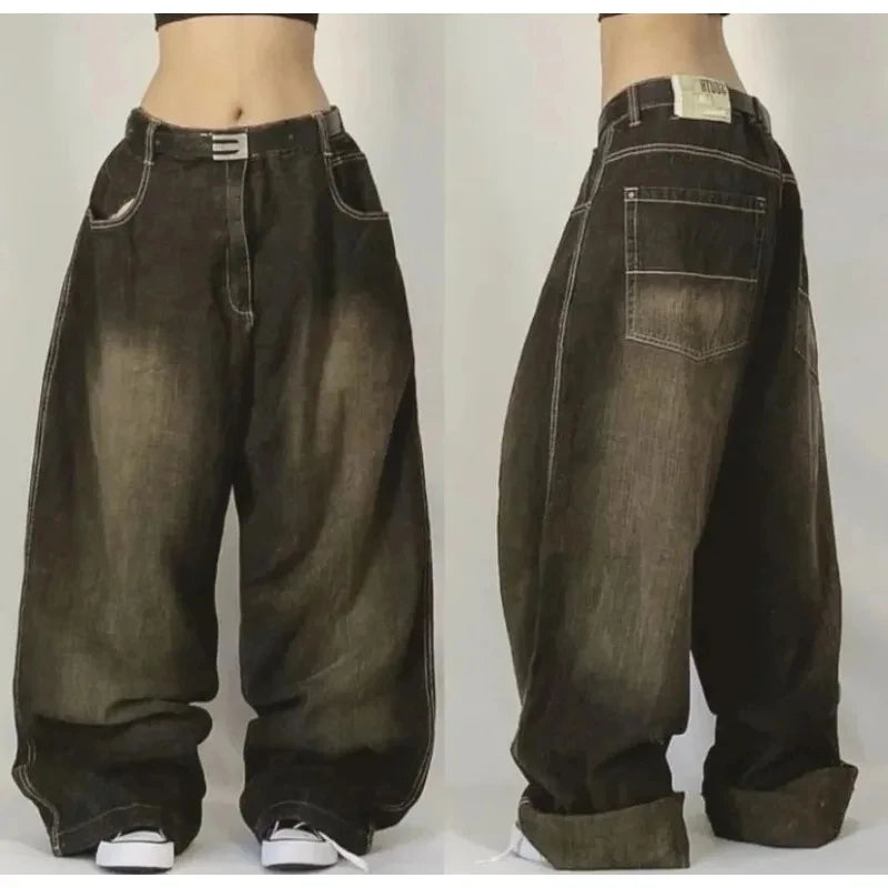 Tendances de la mode américaine Joker outillage poche Baggy jean femme rue Y2K nouveau Hip Hop surdimensionné pantalon à jambes larges unisexe jean