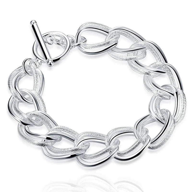 DOTEFFIL-Bague lisse en argent regardé 925 pour homme et femme,