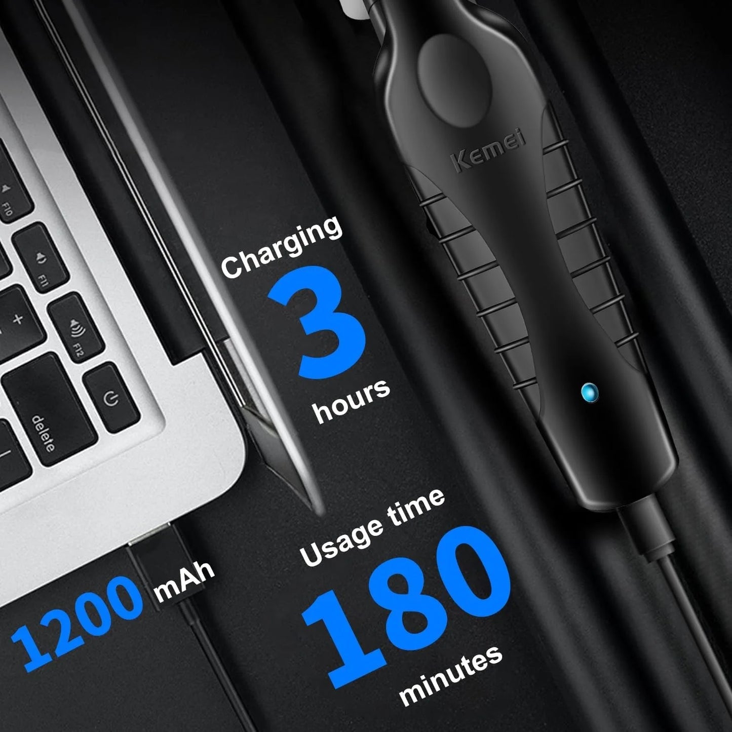 Kemei 2299 barbier zéro écart tondeuse professionnelle sans fil 0mm