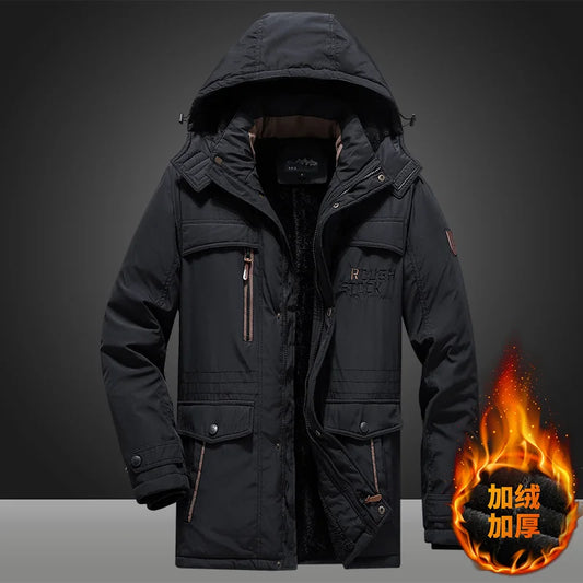 Hommes hiver Parka doudoune militaire coupe-vent à capuche Parka mâle col de fourrure polaire Parkas hommes mode décontracté épais veste