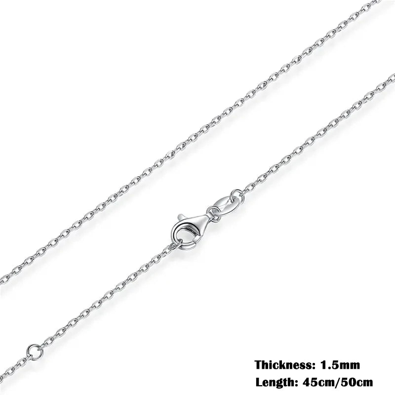 BAMOER classique basique o-chaîne 100% 925 argent Sterling fermoir mousqueton réglable collier boîte chaîne bijoux de mode pour les femmes