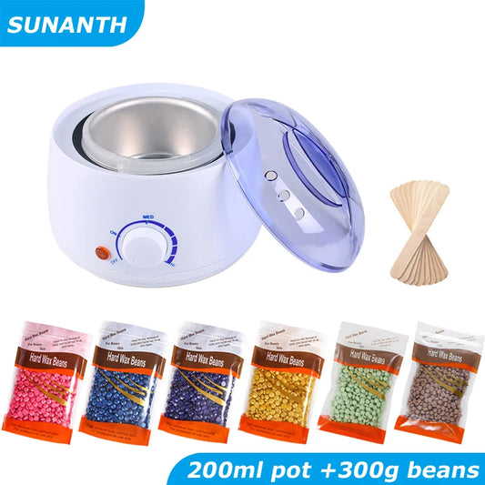 Chauffe-épilation avec pot à paraffine et kit de bâtons en bois, avertir, tremper, épilateur, machine, épilation