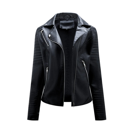 Veste de motard en cuir pour femme, manteau en peau de mouton, rouge, noir, abricot, café, fermeture éclair moto, automne, printemps, 2024