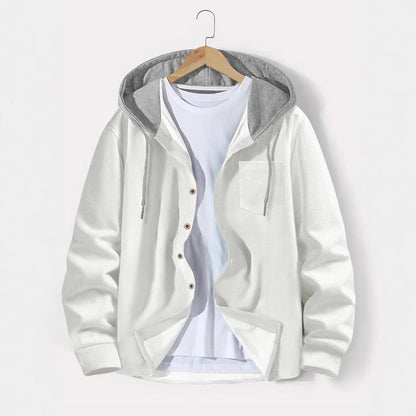 2025 printemps et automne hommes gaufre treillis couleur boutonnage à capuche cardigan décontracté manteau nouvelle mode lâche sports de plein air haut pour hommes