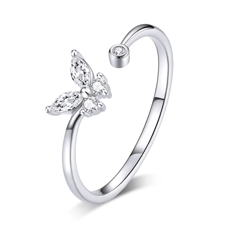 WOSTU-Bagues ajustables en argent regardé 925 pour femme, bijoux originaux empilables, taille ouverte