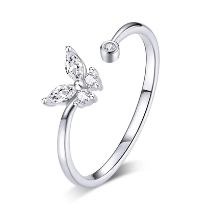 WOSTU-Bagues ajustables en argent regardé 925 pour femme, bijoux originaux empilables, taille ouverte