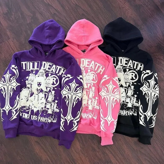 Sweats à capuche College lettre Y2K pour hommes et femmes, sweat-shirt à manches longues, poche, streetwear, Harajuku, fjHip Hop, Punk