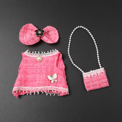 Vêtements pendentif de poupée Labubu 17cm, costume à carreaux, jupe et robe noire, ensemble de tenue élégante, accessoires mignons de décoration