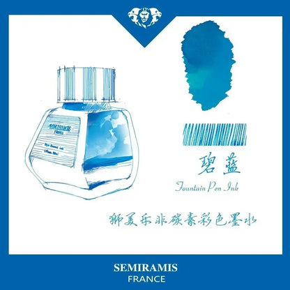 SEMIRAMIS 25 couleurs 30 ml  encre stylo plume sans carbone