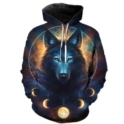Sweat à capuche à motif 3D pour hommes, sweat-shirt d'automne, marque de rue drôle, amoureux du loup, mode, nouveau, 2023