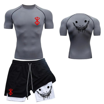 Ensemble de fitness décontracté à la mode pour hommes, vêtements de sport à séchage rapide, shorts + chemise, ensemble 2 pièces, course à pied, entraînement, été