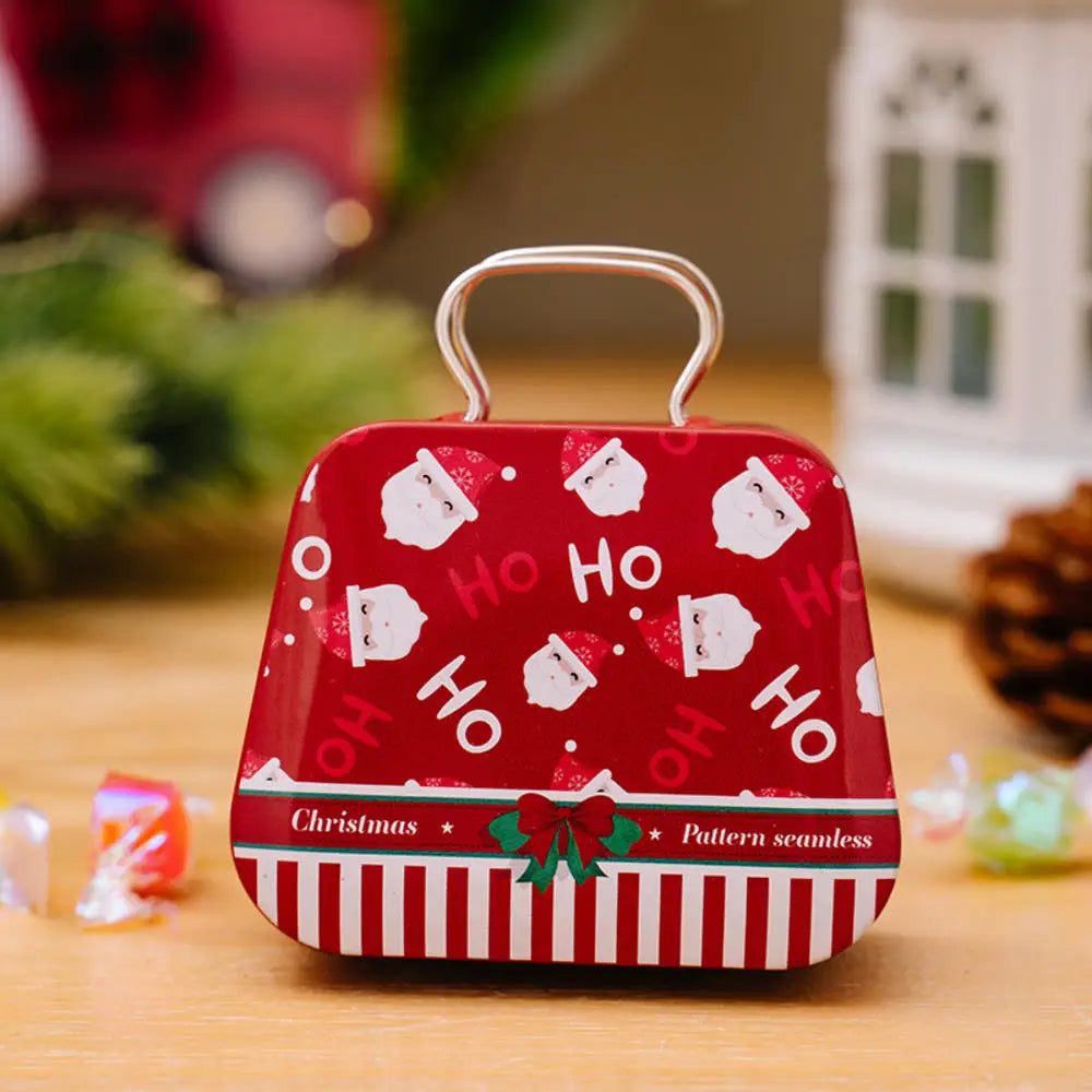 Boîte de rangement en métal pour décoration de Noël, forme de sac à main, 18 pots, étui à bijoux, cadeau pour enfants, boîtes de rangement, fête de Noël ouvertement, 2024