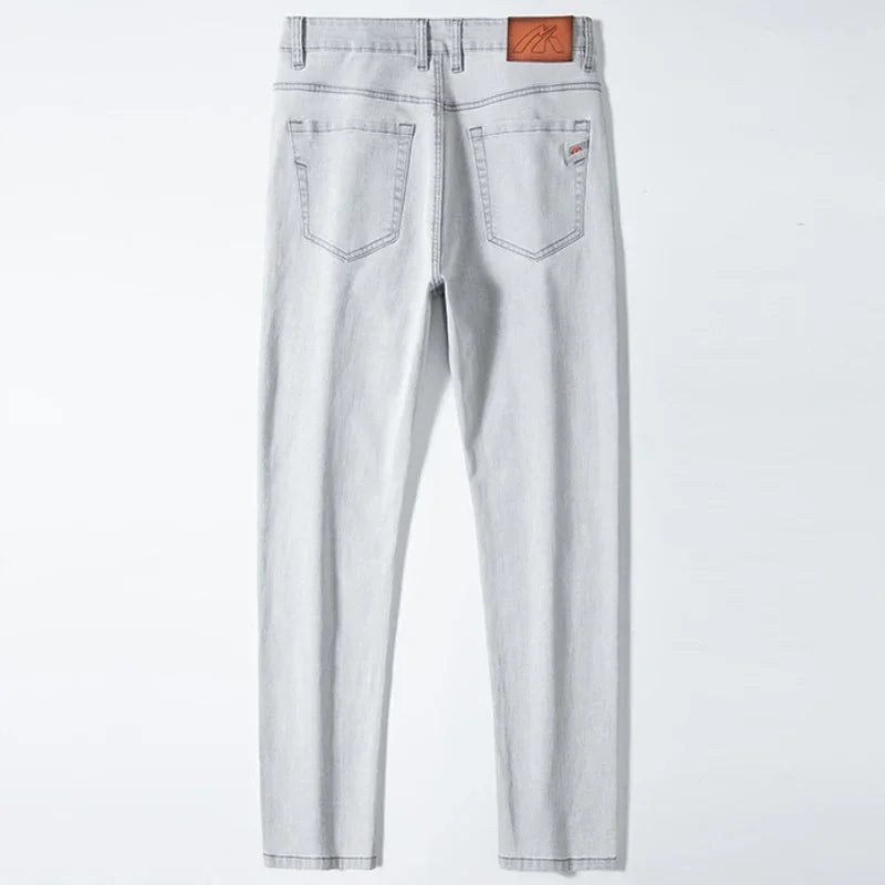 Jean Slim gris clair pour hommes, pantalon en Denim extensible, pour affaires, nouvelle collection 2024