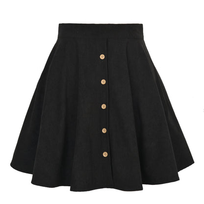 Jupe en velours côtelé pour femmes, mode automne hiver, taille haute, simple boutonnage, Streetwear décontracté, jupes trapèze, 2025