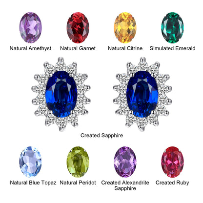 JewelryPalace – boucles d'oreilles en argent Sterling 925, saphir bleu, rubis, améthyste naturelle, grenat, péridot, topaze,