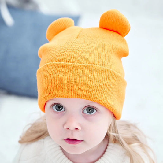 Bonnet en laine pour enfants, bonnet au crochet pour enfants, bonnet Skullies pour enfants, document solide pour fille et garçon, mignon et chaud, hiver, 1 à 4 ans