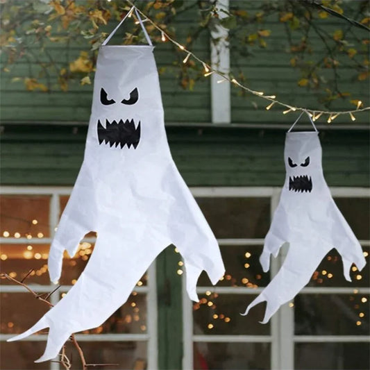 Décorations suspendues fantômes d'halloween, drapeaux de cour intérieure et extérieure, fournitures de fête, accessoires de décoration pour la maison effrayants