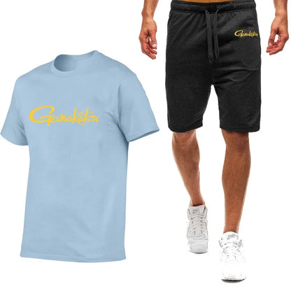 Gamakatsu Fishing 2024 homme impression Harajuku nouveau style neuf couleurs costume à manches courtes été T-Shirt Shorts décontractés ensemble 2 pièces