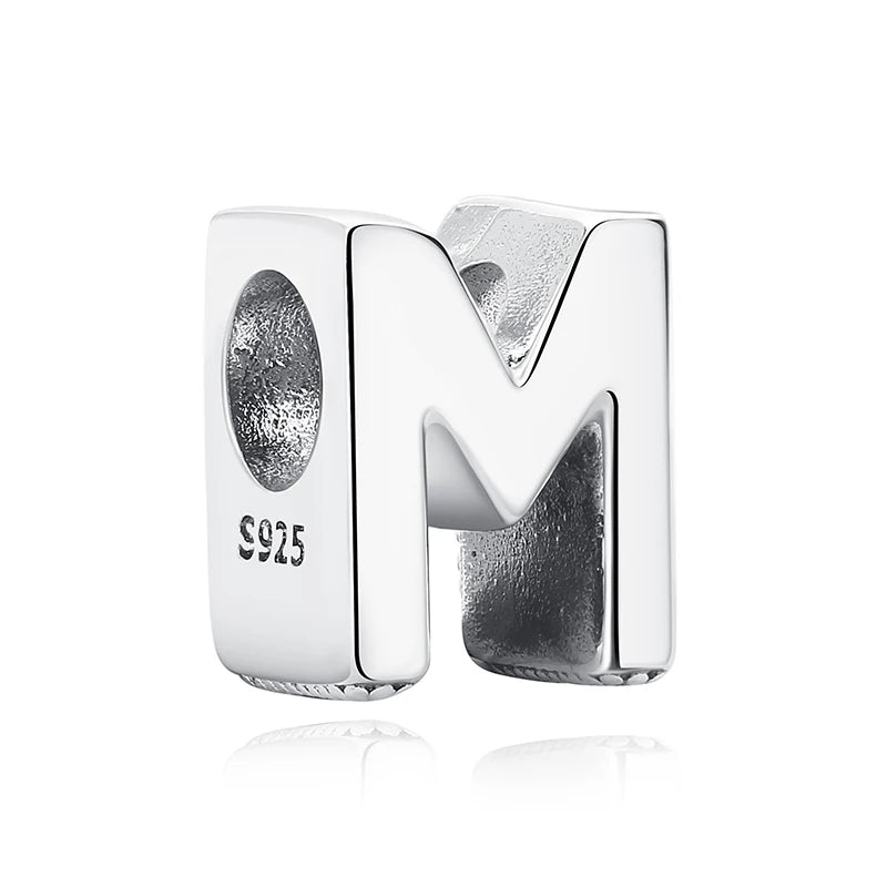 925 argent Sterling breloque perle Vintage Alphabet A-Z lettre pendentif breloques ajustement marque Bracelets colliers femmes bijoux à bricoler soi-même