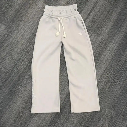 Pantalon décontracté pour hommes, taille élastique, cordon de serrage réglable, Long, avec poches, faux deux pièces, imprimé étoiles, pantalon de loisirs