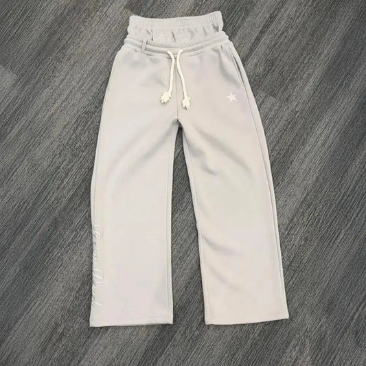 Pantalon décontracté pour hommes, taille élastique, cordon de serrage réglable, Long, avec poches, faux deux pièces, imprimé étoiles, pantalon de loisirs