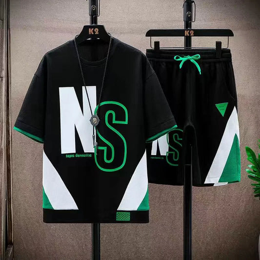 Ensemble d'été pour hommes, mode coréenne Harajuku, vêtements pour hommes, survêtement décontracté, t-shirt à manches courtes + Short, ensemble 2 pièces pour hommes, 2024