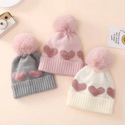 Bonnet épais en acrylique pour tout-petits, chapeaux pour bébés filles, chaud, mignon, coeur, nouveau-né, 0-12 mois, automne, hiver, nouveau, 2023
