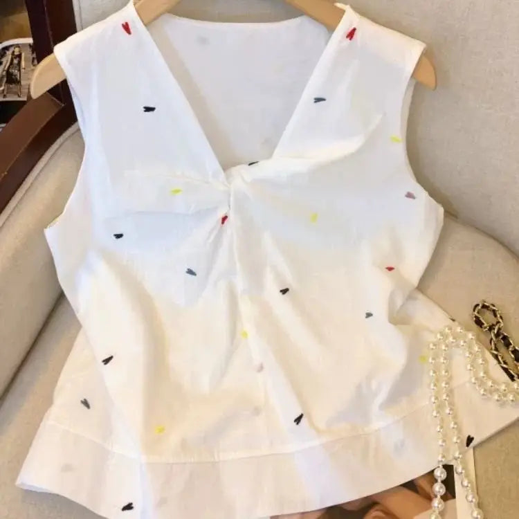 Coréen rose amour croix Kink gilet chemise Dopamine Design Niche haut 2025 femmes été