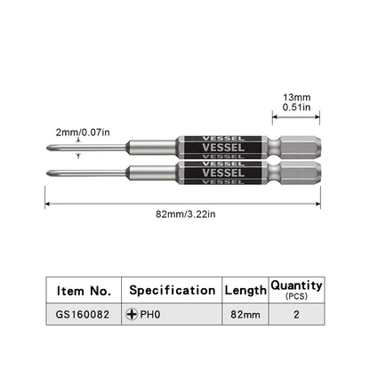 VESSEL-Jeu d'embouts de tournevis pour Phillips et vis à fente, embout magnétique à tête unique, accessoires pour outils à main, série NO.GS16