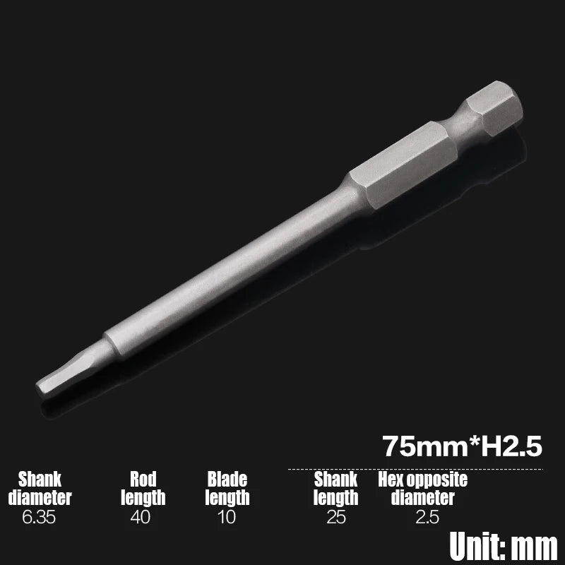 Foret Allen à tête hexagonale H2-H10, 75mm, 150mm, 200mm, embout de tournevis hexagonal électrique, tête de lot magnétique, tournevis à percussion, 1 pièce