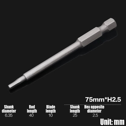 Foret Allen à tête hexagonale H2-H10, 75mm, 150mm, 200mm, embout de tournevis hexagonal électrique, tête de lot magnétique, tournevis à percussion, 1 pièce